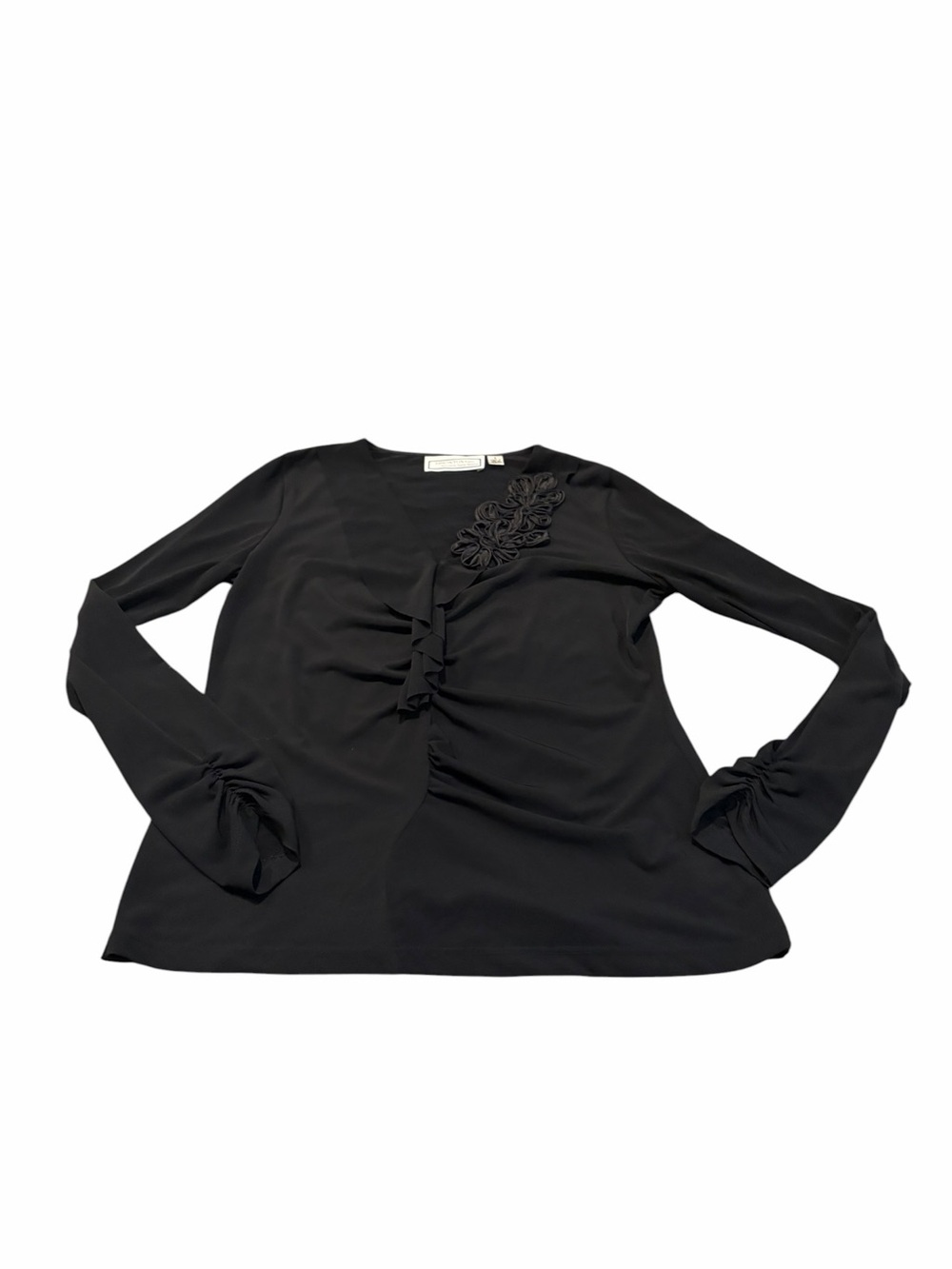 SIMONTON SAYS dressy black long sleeve blouse